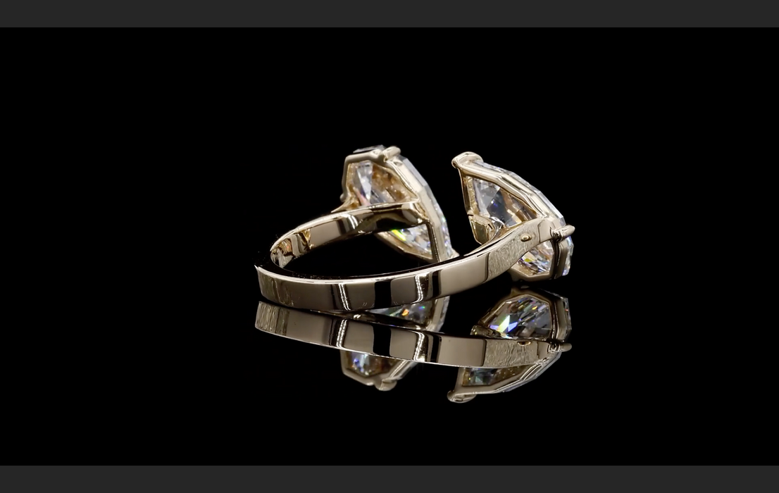 2 Stone Pear Step Cut Diamond Ring