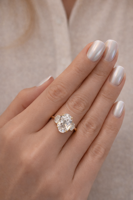 3.11 Step Cut Oval Diamond Engagment Ring