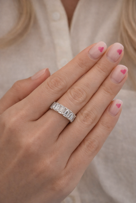 7.87CTW Emerald Cut Diamond Eternity Band