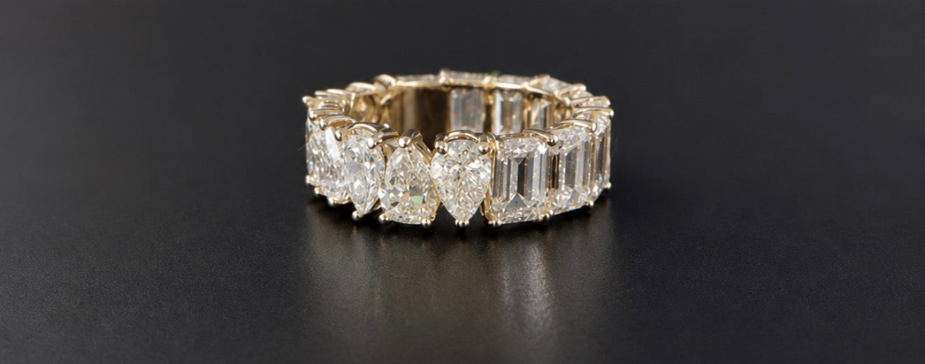 Emerald and Pear Diamond Eternity Band