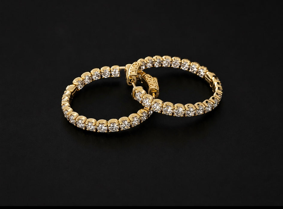 Round Diamond Hoops