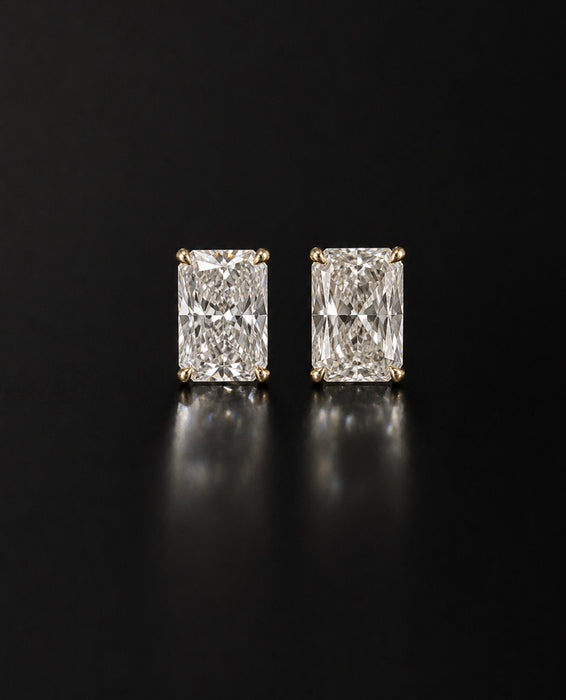 Large Radiant Cut Diamond Stud Earrings