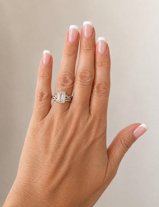5.03 Emerald Cut Ring and Diamond Band