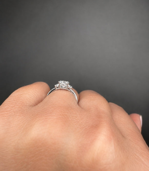 2.45 ctw Elongated Cushion Three Stone Diamond Ring