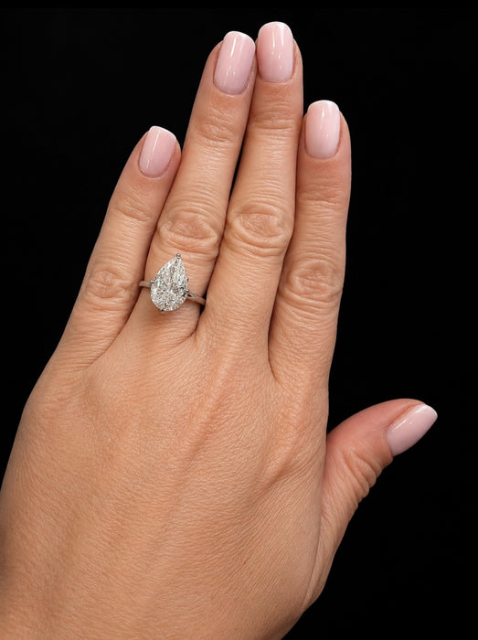 3.56ctw Pear Shape Solitaire Diamond Ring