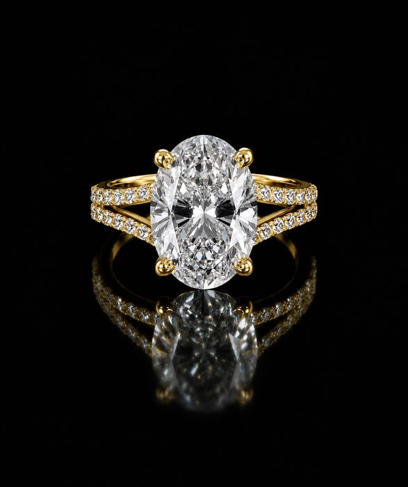 5.86ctw Oval Cut Stone Diamond Ring