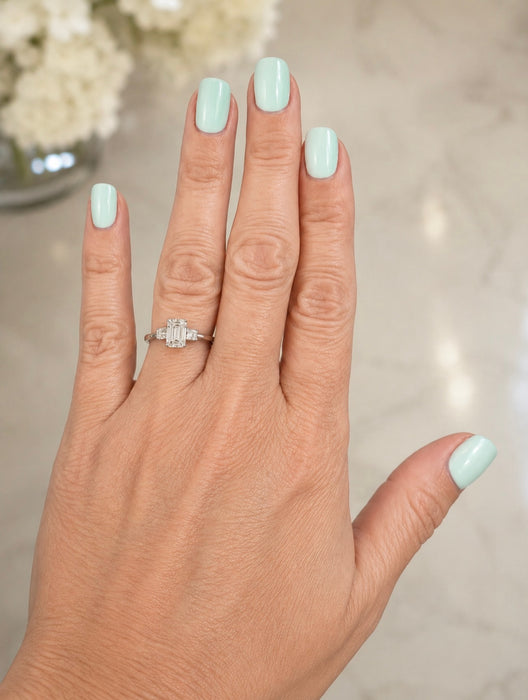 2.33 ctw Emerald Cut Three Stone Diamond Ring