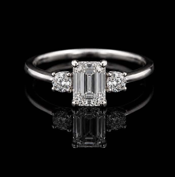 2.33 ctw Emerald Cut Three Stone Diamond Ring