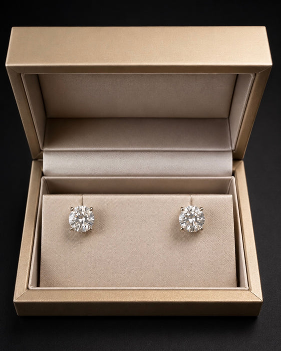 3CT Round Brilliant Diamond Studs
