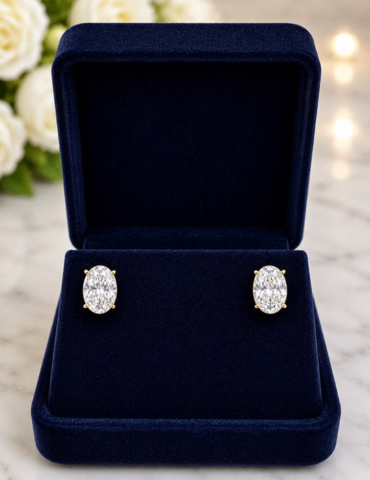 6.09CTW Oval Diamond Stud Earrings