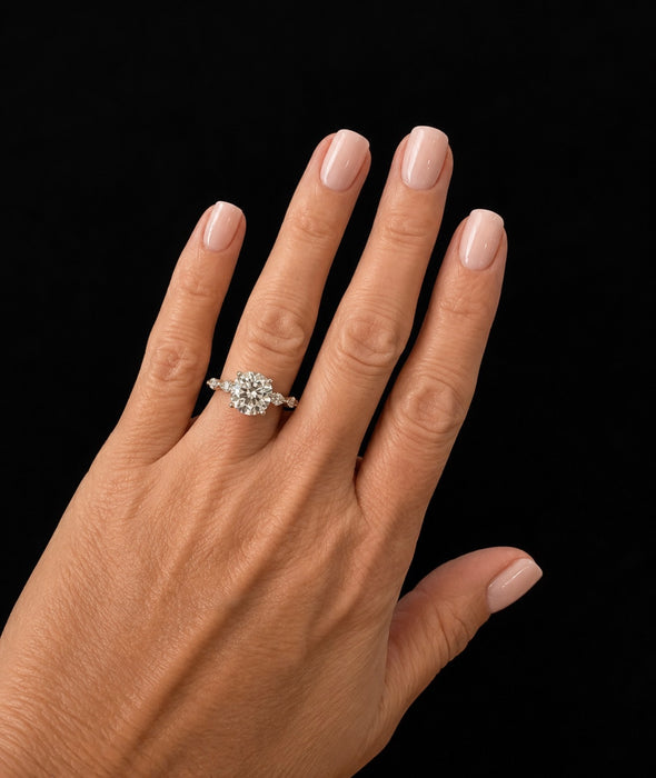 3.93CTW Round Brilliant Three Stone Diamond Ring