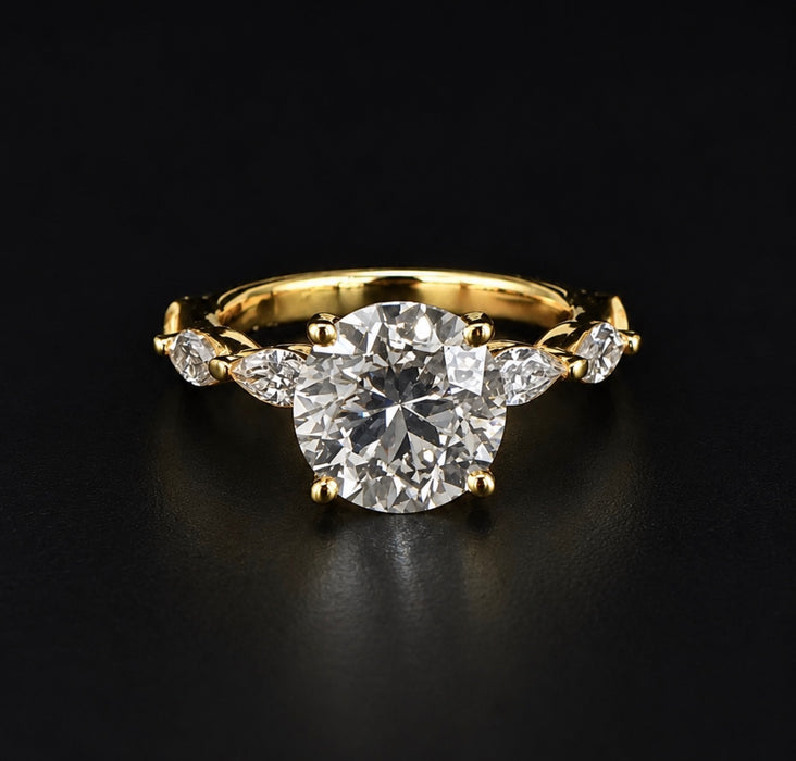 3.93CTW Round Brilliant Three Stone Diamond Ring