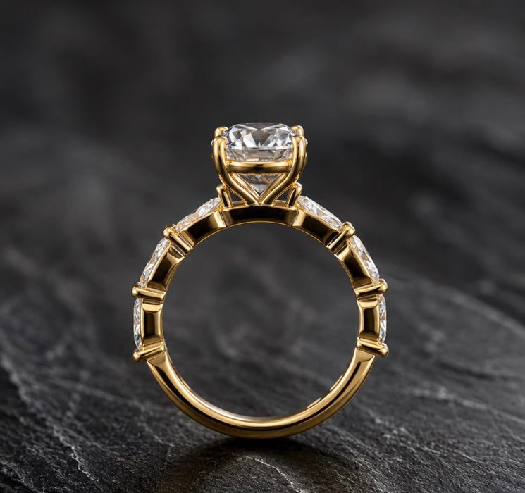 3.93CTW Round Brilliant Three Stone Diamond Ring