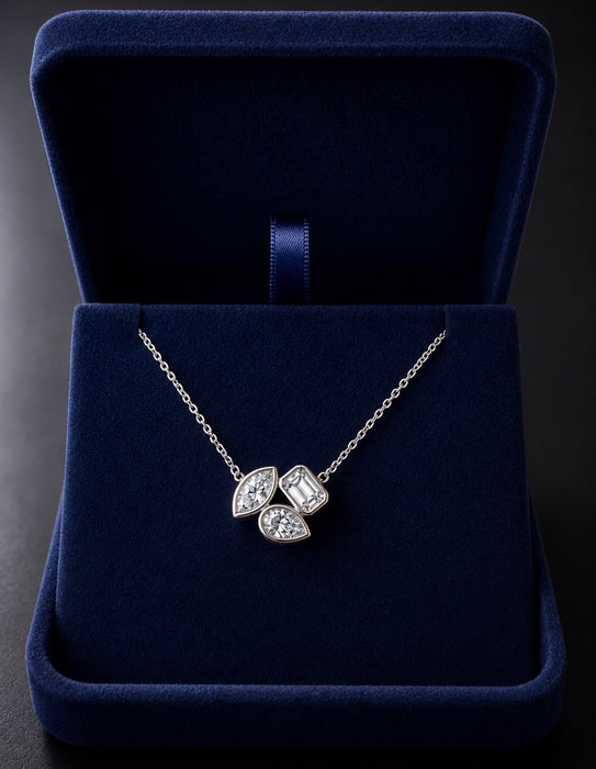 Three Stone Bezel Set Diamond Pendant