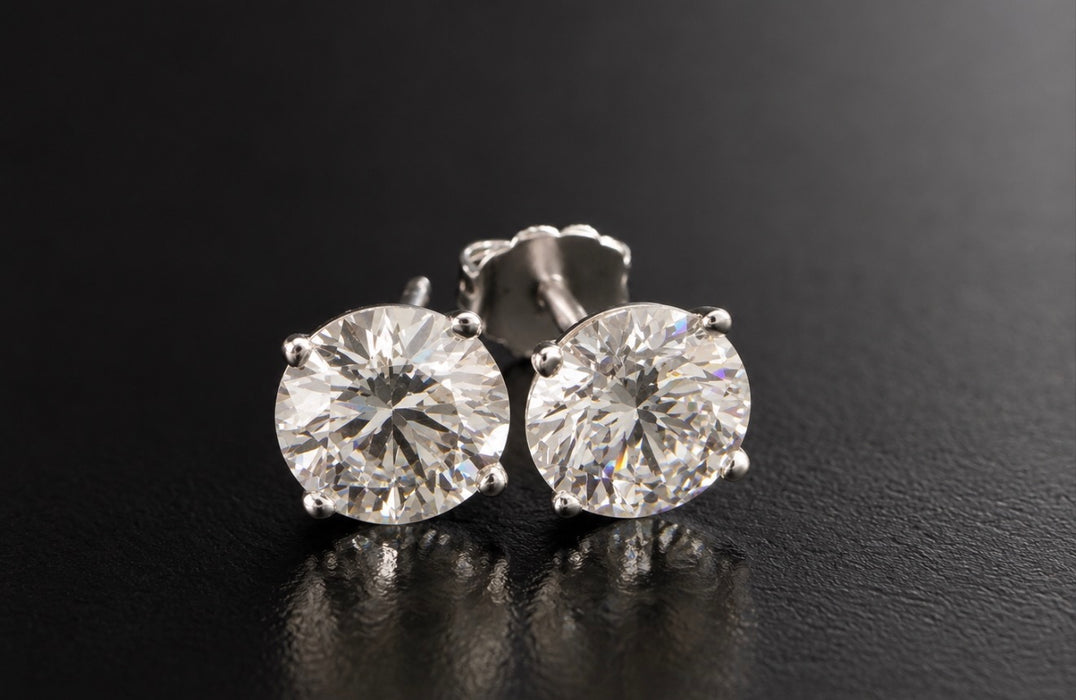 4.08CTW Round Diamond Stud Earrings