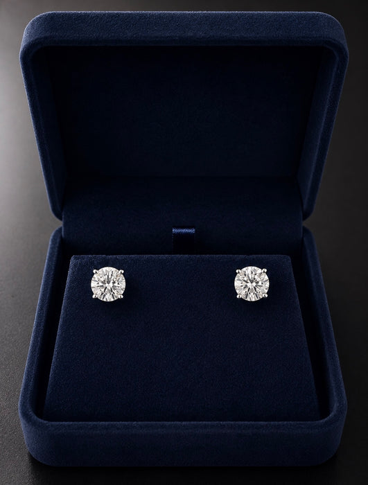 4.08CTW Round Diamond Stud Earrings