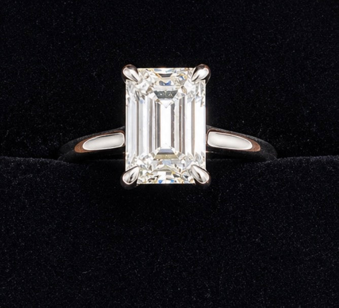 3.23ctw Emerald Cut Diamond Engagement Ring