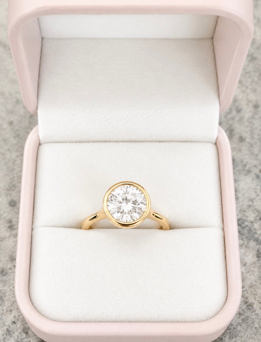 3.10ctw Round Brilliant Bezel Set Diamond Engagement Ring