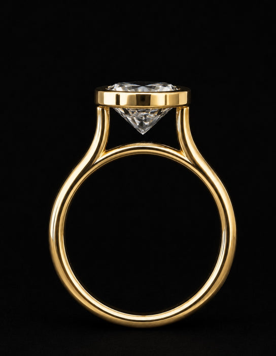 3.10ctw Round Brilliant Bezel Set Diamond Engagement Ring